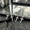 Stainless Steel Geometric Cross Earrings With Entwined Thorn Design Lasercut Punk Ear Studs And Ear Clips For Men And Women