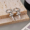 Stainless Steel Geometric Cross Earrings With Entwined Thorn Design Lasercut Punk Ear Studs And Ear Clips For Men And Women