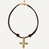 Stainless Steel Geometric Cross Imitation Natural Stone Pendant Electroplated Women's Accessories