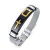 Stainless Steel Geometric Cross Mesh Men's Adjustable Bracelet Jewelry With Electroplating