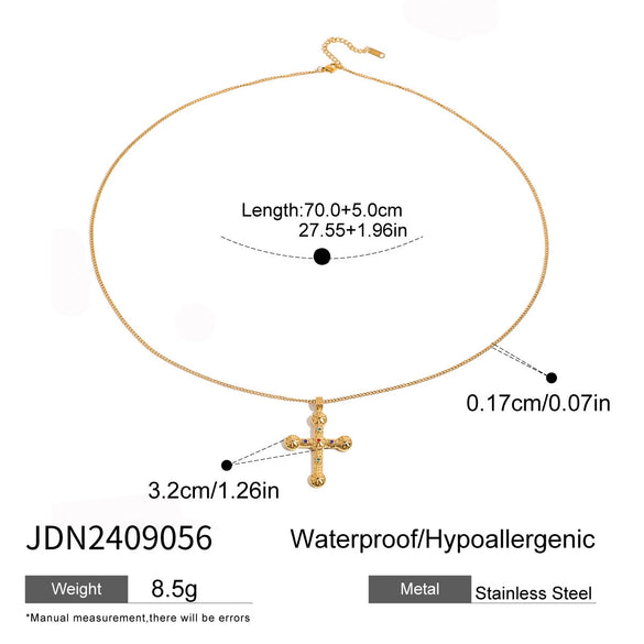 Stainless Steel Geometric Cross Necklace Electroplated
