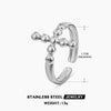 Stainless Steel Geometric Cross Opening Adjustable Ring For Women With Electroplating