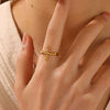 Stainless Steel Geometric Cross Opening Adjustable Ring For Women With Electroplating