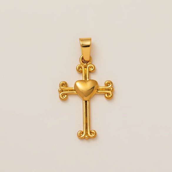 Stainless Steel Geometric Cross Pendant Jewelry Accessories With 18K Gold Electroplating