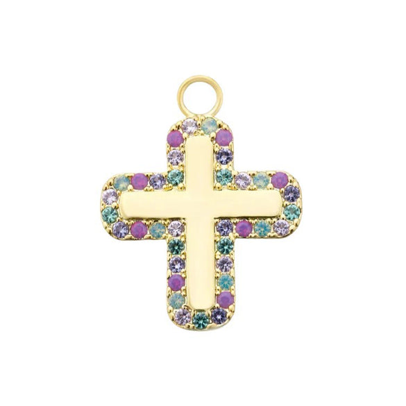 Stainless Steel Geometric Cross Pendant Necklace Electroplated For Women