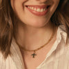 Stainless Steel Geometric Cross Pendant Necklace Electroplated For Women