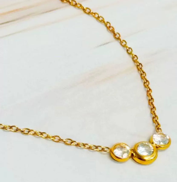 Stainless Steel Geometric Cross Pendant Necklace For Women Electroplated With Artificial Crystal