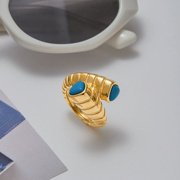 Stainless Steel Geometric Cross Rib Ring Electroplated Retro Style Women's Jewelry