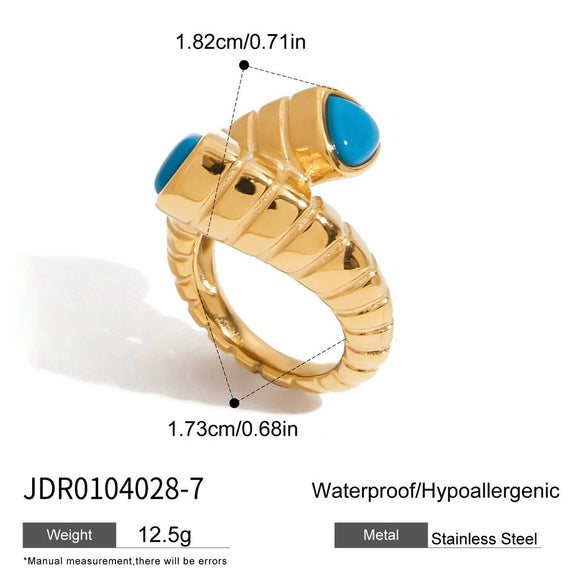 Stainless Steel Geometric Cross Rib Ring Electroplated Retro Style Women's Jewelry