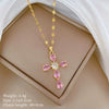 Stainless Steel Geometric Cross Zircon Light Luxurious Necklace