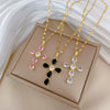 Stainless Steel Geometric Cross Zircon Light Luxurious Necklace