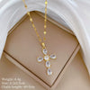Stainless Steel Geometric Cross Zircon Light Luxurious Necklace