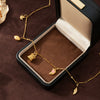Stainless Steel Geometric Crown Wings Pendant Necklace With Vacuum Plated 18K Gold Color