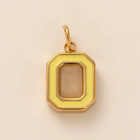 Stainless Steel Geometric Crystal Pendant With Vacuum Plated 18K Gold Color Preservation For Diy