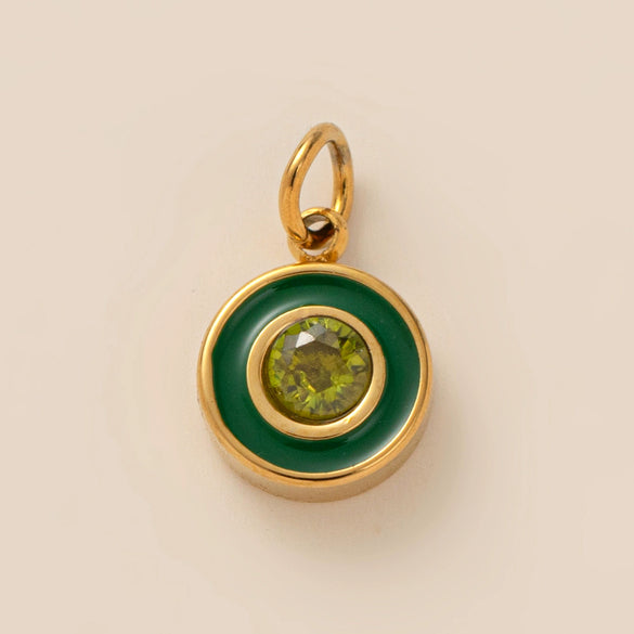 Stainless Steel Geometric Crystal Pendant With Vacuum Plated 18K Gold Color Preservation For Diy