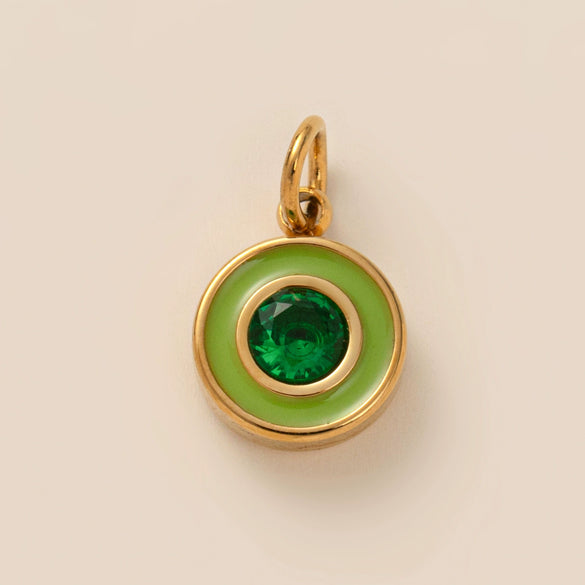 Stainless Steel Geometric Crystal Pendant With Vacuum Plating In 18K Gold Color