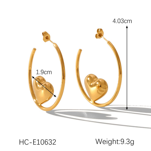 Stainless Steel Geometric Cshaped Butterfly Heart Fivepointed Star Earrings Jewelry Electroplated