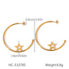 Stainless Steel Geometric Cshaped Butterfly Heart Fivepointed Star Earrings Jewelry Electroplated