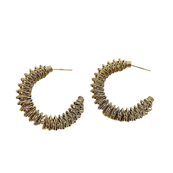 Stainless Steel Geometric Cshaped Coil Spring Hoop Earrings Electroplating Design