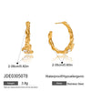 Stainless Steel Geometric Cshaped Hammer Pattern Electroplated Women's Earrings