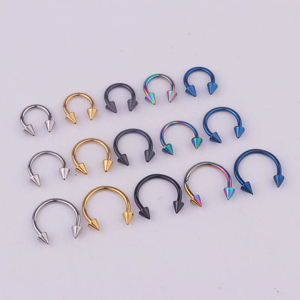 Stainless Steel Geometric Cshaped Horseshoe Body Puncture Ring Electroplated Jewelry