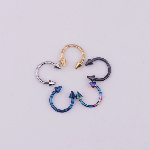 Stainless Steel Geometric Cshaped Horseshoe Body Puncture Ring Electroplated Jewelry