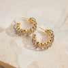 Stainless Steel Geometric Cshaped Interlocking Ring Circle Tassel Earrings With 18K Goldplated Electroplating For Women