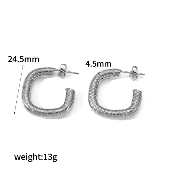 Stainless Steel Geometric Cshaped Minimalist Real Gold Plated Earrings For Women