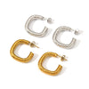 Stainless Steel Geometric Cshaped Minimalist Real Gold Plated Earrings For Women
