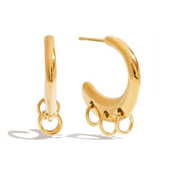 Stainless Steel Geometric Cshaped Multihoop Electroplated Earrings For Women