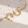 Stainless Steel Geometric Cshaped Pearl Earrings For Women