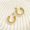 Stainless Steel Geometric Cshaped Pearl Earrings For Women