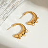 Stainless Steel Geometric Cshaped Ring Buckle Earrings With Electroplating Design