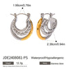 Stainless Steel Geometric Cshaped Threelayer Earrings With Electroplating French Retro Style Women's Jewelry