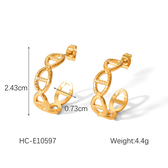 Stainless Steel Geometric Cshaped Women's Electroplated Earrings