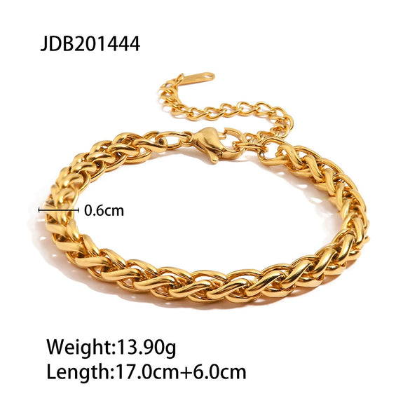 Stainless Steel Geometric Cuban Bracelet For Women With Electroplating Treatment