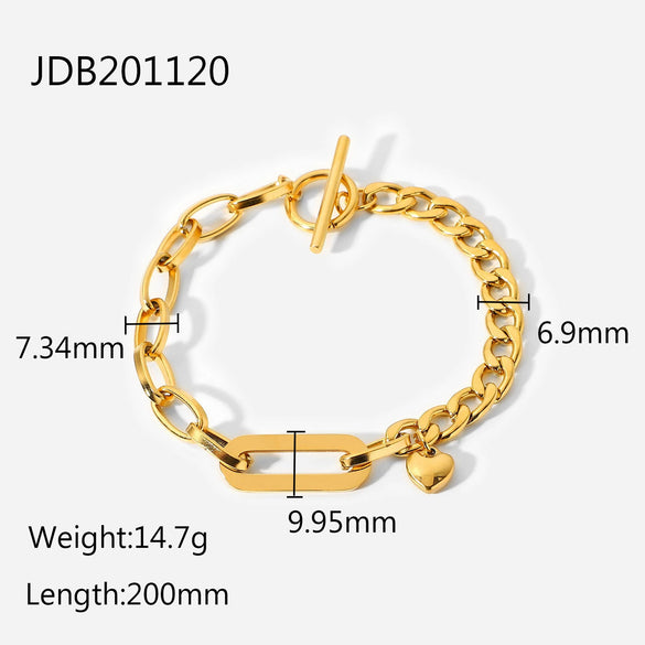 Stainless Steel Geometric Cuban Bracelet For Women With Electroplating Treatment
