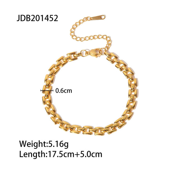 Stainless Steel Geometric Cuban Bracelet For Women With Electroplating