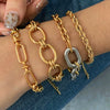 Stainless Steel Geometric Cuban Bracelet For Women With Electroplating