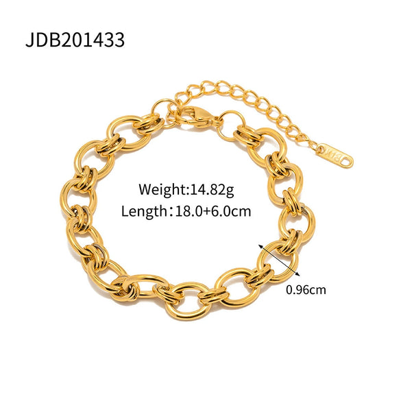 Stainless Steel Geometric Cuban Bracelet For Women With Electroplating