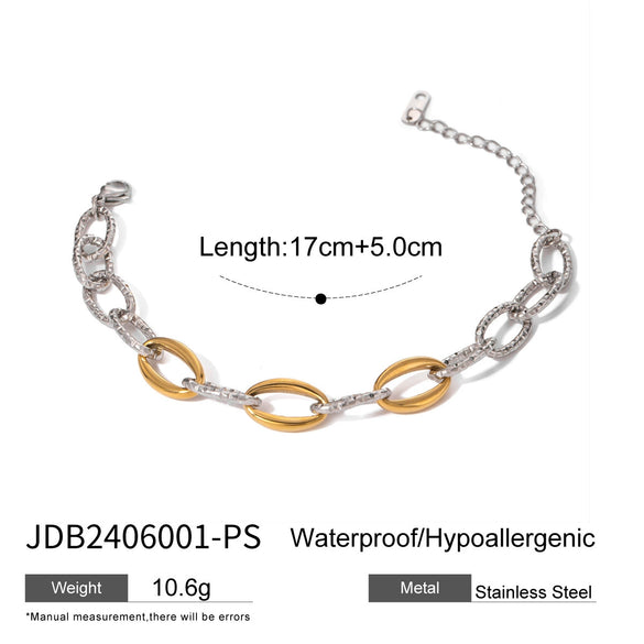 Stainless Steel Geometric Cuban Bracelet For Women With Electroplating
