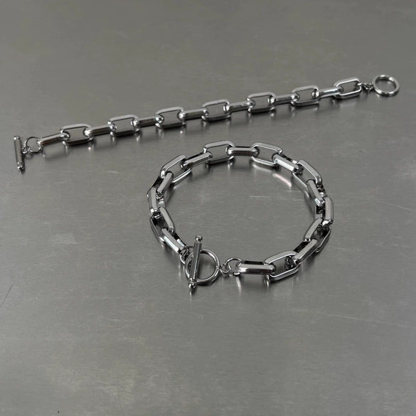 Stainless Steel Geometric Cuban Chain Bracelet For Men And Women Thick Ushaped Cross Link Design With Fine Polished Finish