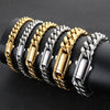 Stainless Steel Geometric Cuban Chain Bracelet With Buckle Electroplated Hip Hop Link Jewelry For Men And Women