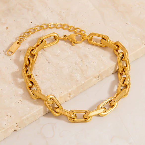 Stainless Steel Geometric Cuban Chain Electroplated Highend Jewelry Women's Bracelet