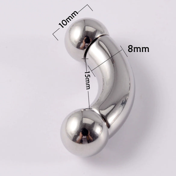 Stainless Steel Geometric Curved Rod Inner Tooth Ear Enlarged Earrings For Body Puncture