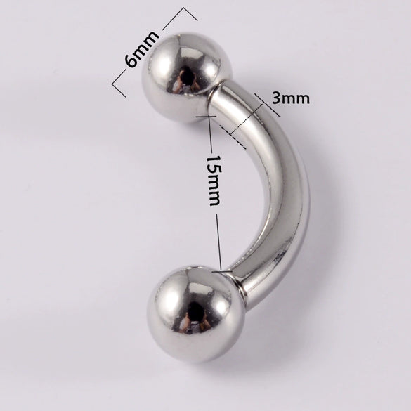 Stainless Steel Geometric Curved Rod Inner Tooth Ear Enlarged Earrings For Body Puncture