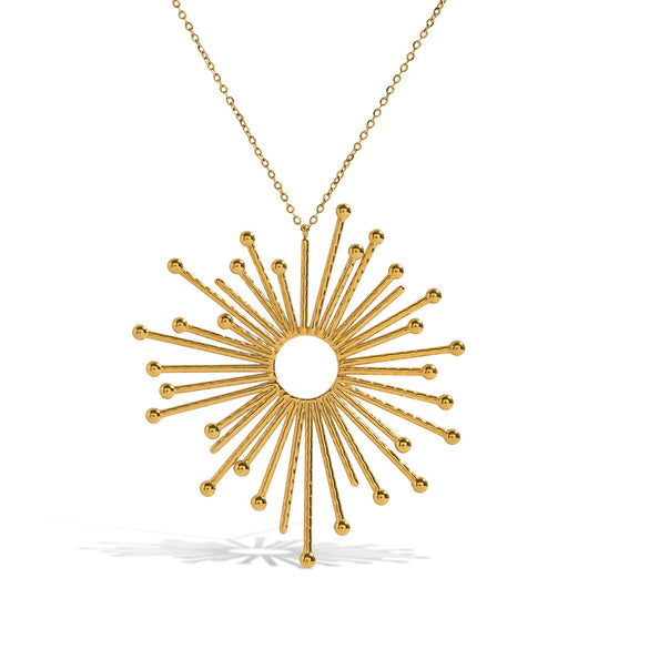 Stainless Steel Geometric Cut Out Pendant Necklace For Women Electroplated O Word Chain