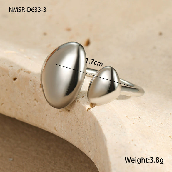Stainless Steel Geometric Cut Out Water Drop Hug Ring Electroplated Light Luxury Style For Women