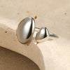 Stainless Steel Geometric Cut Out Water Drop Hug Ring Electroplated Light Luxury Style For Women