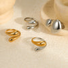 Stainless Steel Geometric Cut Out Water Drop Hug Ring Electroplated Light Luxury Style For Women